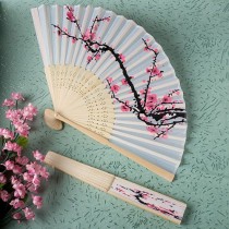 wedding photo - Delicate Cherry Blossom Design Silk Folding Fan