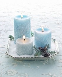 wedding photo - Frosty Pillar Candles 