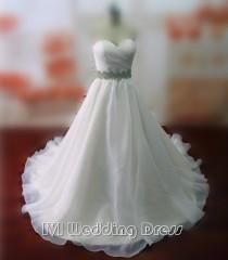 wedding photo -  Real Photos Sweetheart Criss-cross Wedding Dresses Chapel Train Bridal Gowns with Beaded Sash