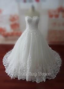 wedding photo -  Real Samples Lace Wedding Dresses Sweetheart Bridal Gowns Custom Made Wedding Gown Vestido De Noiva