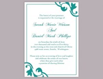 wedding photo -  DIY Wedding Invitation Template Editable Word File Instant Download Elegant Printable Invitation Teal Wedding Invitation Blue Invitations