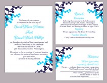 wedding photo -  DIY Wedding Invitation Template Set Editable Word File Instant Download Printable Leaf Wedding Invitation Aqua Navy Blue Invitation