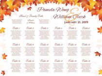 wedding photo -  DIY Printable Wedding Seating Chart | PDF file | Red Orange Fall Leaves - EMAIL Delivery