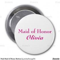 wedding photo - Pink Maid Of Honor Button