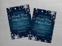 wedding photo -  DIY Printable Wedding Invitation Card Template | Editable MS Word file | 5 x 7 | Instant Download | Winter White Snowflakes Dark Turquoise