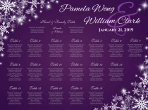 wedding photo -  DIY Printable Wedding Seating Chart | PDF file | Winter White Snowflakes Dark Purple - EMAIL Delivery