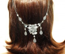 wedding photo -  Wedding Headpiece, Bridal Headpiece,Wedding Hair Jewelry, The Great Gatsby HeadPiece, Crystal Chain Headpiece, 1920s Hair Piece