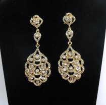 wedding photo -  Bridal Earrings, Gold Crystal Earrings, Wedding Earrings, Vintage Style Earrings, Wedding Jewelry