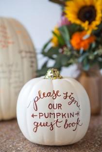 wedding photo - Learn How To DIY A Darling Pumpkin Guest Book!