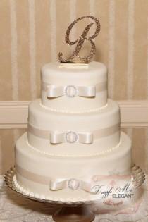 wedding photo - Gold Crystal Monogram Cake Topper 
