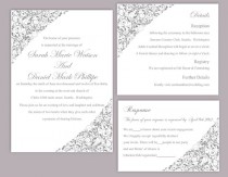 wedding photo -  DIY Wedding Invitation Template Set Editable Word File Instant Download Printable Gray Wedding Invitation Elegant Floral Invitation