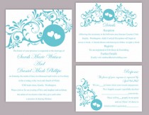 wedding photo -  DIY Wedding Invitation Template Set Editable Word File Download Printable Blue Invitation turquoise Wedding Invitation Heart Invitation