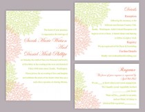 wedding photo -  DIY Wedding Invitation Template Set Editable Word File Instant Download Printable Floral Invitation Pink Wedding Invitation Green Invitation
