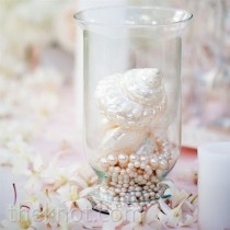 wedding photo - Shell And Pearl Centerpieces
