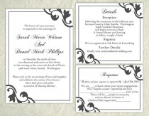 wedding photo -  DIY Wedding Invitation Template Set Editable Word File Instant Download Printable Invitation Black Wedding Invitation Elegant Invitations
