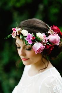 wedding photo - How to Make a Bold & Beautiful Bridal Flower Crown - Whimsical...