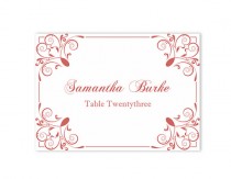 wedding photo -  Place Cards Wedding Place Card Template DIY Editable Printable Place Cards Elegant Place Cards Red Place Card Tented Place Card