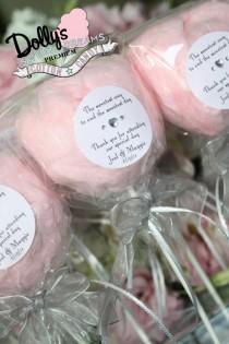 wedding photo - 100 Cotton Candy Lollipops With Custom Labels