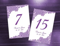 wedding photo -  DIY Printable Wedding Table Number Template | Editable MS Word file | 4 x 6 | Instant Download | Purple Henna Design Small Flower