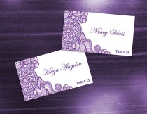 wedding photo -  DIY Printable Wedding Place Name Card Template | Editable MS Word file | 3.5 x 2 | Instant Download | Purple Henna Design