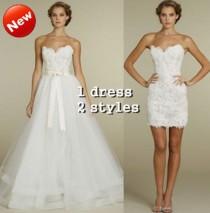 wedding photo -  2 IN 1 TULLE AND LACE WEDDING DRESS SLEEVELESS BRIDAL GOWN