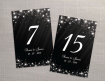 wedding photo -  DIY Printable Wedding Table Number Template | Editable MS Word file | 4 x 6 | Download | Winter White New Years Heaven Sparkles Black