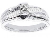 wedding photo - MODERN BRIDE Lumastar 1/2 CT. T.W. Diamond 10K White Gold Wedding Ring Set