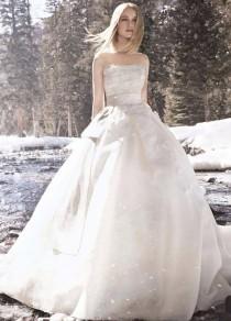 wedding photo -  Snow Queen Strapless Zipper Back Closure Court Train Satin And Lace Wedding Dress with Ribbon Sash Bridal Gown Online with $136.13/Piece on Gama's Store 