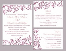 wedding photo -  DIY Wedding Invitation Template Set Editable Word File Instant Download Printable Invitation Purple Wedding Invitation Eggplant Invitations
