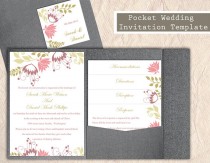 wedding photo -  Pocket Wedding Invitation Template Set DIY Download EDITABLE Text Word File Floral Invitation Colorful Invitations Printable Invitation