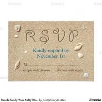 wedding photo - Beach Sandy Toes Salty Kisses RSVP 3.5x5 Paper Invitation Card