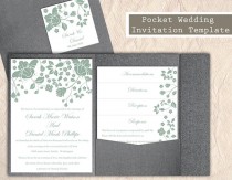 wedding photo -  Pocket Wedding Invitation Template Set DIY Download EDITABLE Text Word File Floral Invitation Green Wedding Invitation Printable Invitation