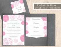 wedding photo -  Pocket Wedding Invitation Template Set DIY Download EDITABLE Text Word File Rose Invitation Pink Wedding Invitation Printable Invitation