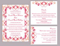 wedding photo -  DIY Wedding Invitation Template Set Editable Word File Instant Download Printable Peach Invitation Red Wedding Invitation Beige Invitations