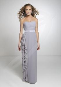wedding photo -  Buy Australia Silver Sweetheart Neckline Bodice with Ribbon Accent Ruffled Skirt with Slit in the Back Floor Length Bridesmaid Dresses by Pretty Maids 22549 at AU$1