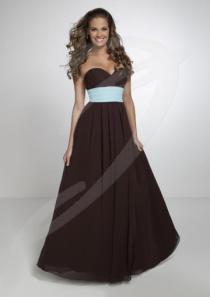 wedding photo -  Buy Australia A-line Chocolate Sweetheart Neckline Bodice with Ribbon Accent Chiffon Floor Length Bridesmaid Dresses by Pretty Maids 22554 at AU$133.52 - Dress4Aust