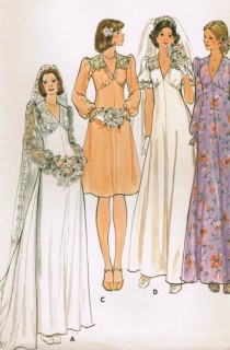 wedding photo - 1960s Butterick 4036 UNCUT Vintage Sewing Pattern Misses' Bridal Gown Size 10 Bust 32-1/2