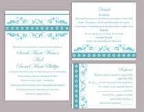 wedding photo -  DIY Wedding Invitation Template Set Editable Word File Instant Download Printable Invitation Floral Wedding Invitation Blue Invitations