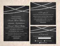 wedding photo -  Printable Chalkboard Wedding Invitation Suite Printable Invitation Lights Invitation Heart Invitation Download Invitation Edited jpeg file