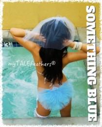 wedding photo - Bling Bikini Veil - Something Blue - by myTALEfeathers®
