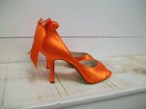 wedding photo - Wedding Shoes - Orange Shoes - Bows On Heels - Orange Wedding - Orange High Heel - Peep Toe - Choose From Over 100 Colors - Bride - Parisxox