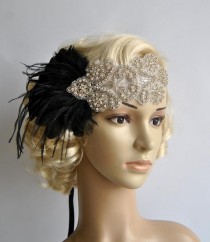 wedding photo - Rhinestone flapper Gatsby Headband, Wedding Headband, Crystal Headband, Wedding Headpiece, Halo Bridal Headpiece, 1920s Flapper headband