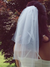 wedding photo - Bachelorette veil- bachelorette party, white veil, bridal shower veil
