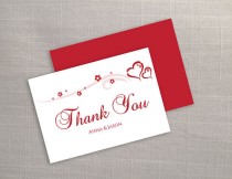 wedding photo -  DIY Printable Wedding Thank You Card Template | Editable MS Word file | 3.5 x 5 | Instant Download | Red Heart Romance