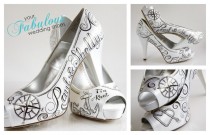 wedding photo - Tie The Knot Wedding Custom Shoes, Nautical Hand Painted Wedding Shoe, Custom Hand painted High Heels