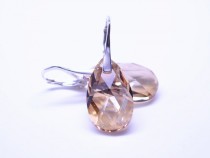 wedding photo - Swarovski Crystal Earrings-Sterling Silver Swarovski Crystal Earrings-Golden Shadow  Crystal Earrings-Wedding Earrings-Leverback Earrings