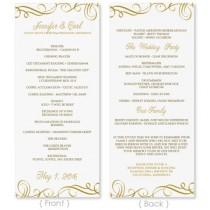 wedding photo - Wedding Program Template - DOWNLOAD INSTANTLY - Edit Yourself - Elegant Swirls (Gold) Tea Length - Microsoft Word Format
