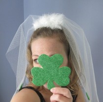 wedding photo - IRISH Bachelorette Veil with Shamrocks - READY to ship
