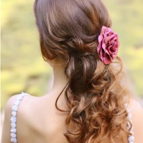 wedding photo - Bridesmaids Hair Clip Rose - Bridesmaids Hair Accessory - Burgundy, Magenta, Cream Rose, Orange