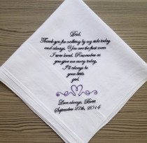 wedding photo - Father of The Bride Handkerchief. Embroidered Custom gift.